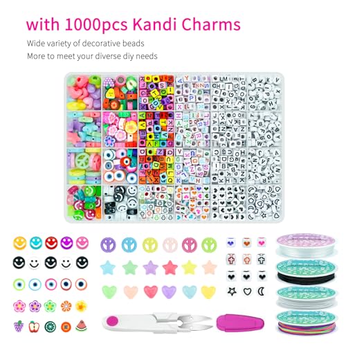 5 Boxes Bracelet Making Kit Pony Beads, 96 Colors 6x9mm 3500Pcs Kandi… - Image 7
