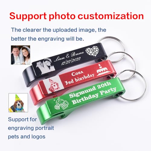 100pcs Personalized Bottle Opener Keychain Bulk, Custom Text/Logo/Photo - Image 2