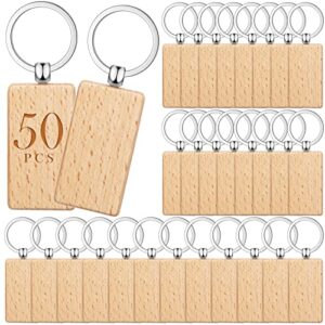 Yinkin 50 Pcs Wooden Keychain Blanks Wood Key Chains Bulk Laser Engraving…