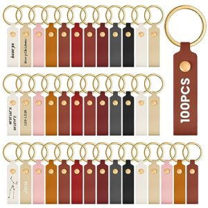 Wavyknot 100 Pcs PU Leather Keychain Blanks Bulk Laser Engraving Blanks Keychain…