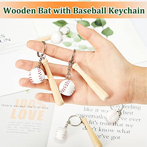 Hicarer Mini Baseball Keychain with Wooden Bat for Sports Theme Party Team… - Image 4