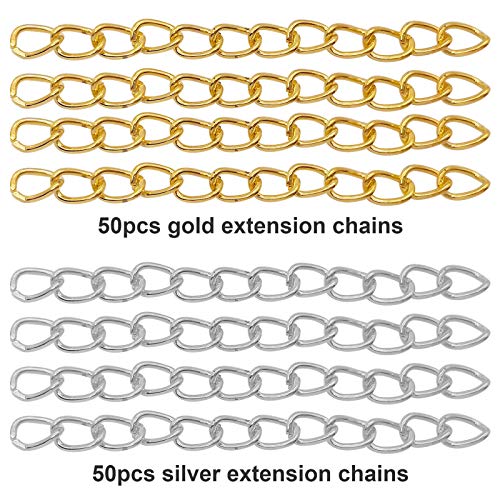 100pcs 50mm x 4mm Extender Chains Tail Chain Removable Extension Chain for… - Image 2