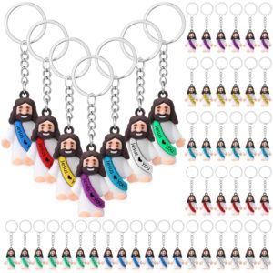 Sumind 48 Pcs Jesus Toys Figurine Christian Keychain Jesus Doll Religious Keychain…