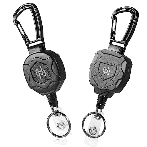 SHENGXIN 2 Pack Retractable Keychain Heavy Duty Carabiner Badge Holder, Tactical ID…