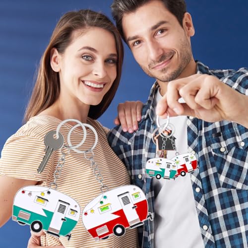 Grevosea 2 Pack Camper Keychain, Happy RV Camper Keyring Camper Accessories for… - Image 4