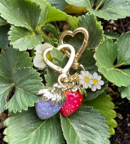 Agromusk Cute Strawberry Keychain,Bag Charms,Kawaii Heart Flower Daisy Key chains Accessories Decor… - Image 8