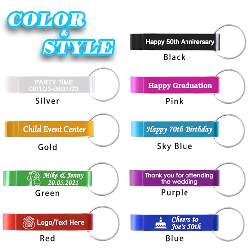 BEXOA EDC 100pcs Personalized Custom Bottle Opener Keychain Engraved Logo/Text Bulk Customized… - Image 2