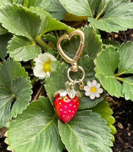 Agromusk Cute Strawberry Keychain,Bag Charms,Kawaii Heart Flower Daisy Key chains Accessories Decor… - Image 7