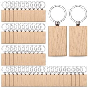 50 Pcs Wooden Keychain Blanks, Unfinished Wood Key Chains Bulk for DIY,…