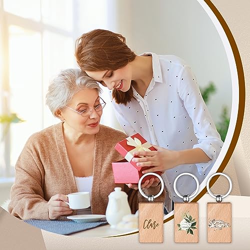 Voittozege 100 Pcs Wood Key Chain Bulk, Wooden Blanks for Key Chains,… - Image 3