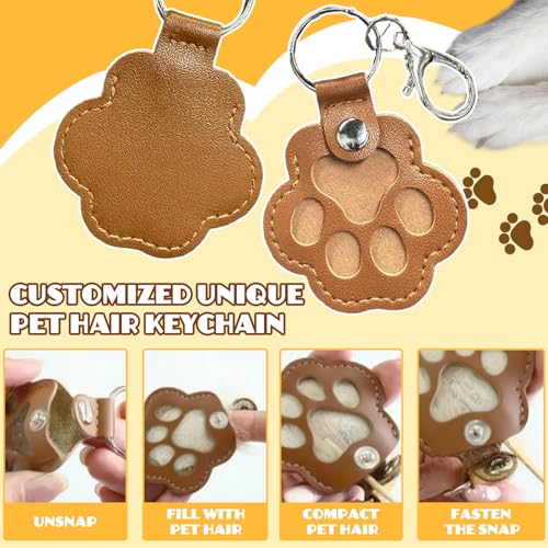 3 Pcs Dog Fur Storage Keychain, Cute Leather Paw Keychain Pet Hair… - Image 6