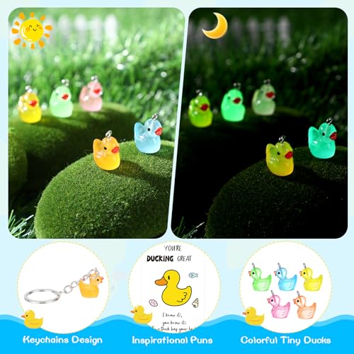 Treela 50 Set Inspirational Gifts Luminous Mini Resin Duck Keychains with Motivational… - Image 3