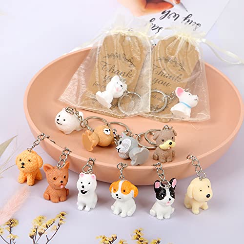 12 PACK Puppy Dog Party Favors Puppy Key Chain With Organza Bags… - Image 3