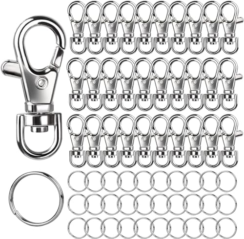 LEOBRO 60PCS Metal Swivel Snap Hooks and Key Rings, 30PCS Small Lobster…
