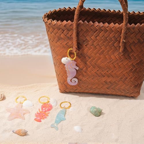 PERSONFUN Coral Pink Lobster Keychain with Shell Charm, Gold Metal Ring, 3.93… - Image 6