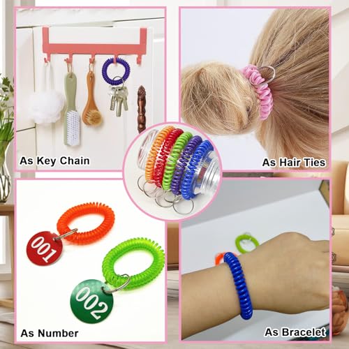 xlehoely 100 PCS Wrist Keychain,Spiral Keychain Bracelet Wrist Coil Key Chains,10 Colors… - Image 4
