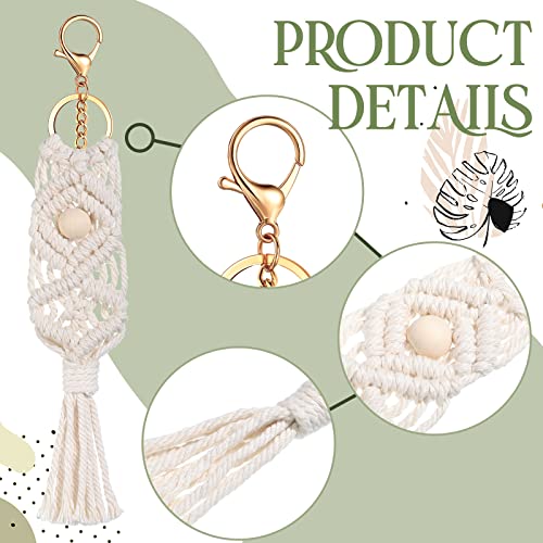 Nosiny 24 Pieces Boho Macrame Keychains Bulk Mini Cute Handcrafted Tassel Keychain… - Image 3
