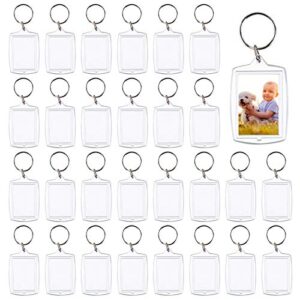 30 PCS Photo Insert Keychains, Acrylic Clear Blank Keyrings Picture Frame Keyring…