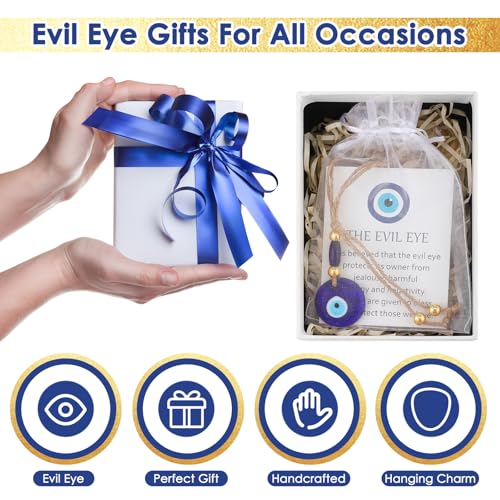 Skylety 12 Set Turkish Blue Evil Eye Charms Glass Evil Eye Keychain… - Image 5