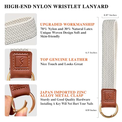 Fishent Stretchy Key Chain, Cute Keychain Wristlet, Woven Wrist Lanyard for Keys,… - Image 4