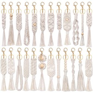 Nosiny 24 Pieces Boho Macrame Keychains Bulk Mini Cute Handcrafted Tassel Keychain…