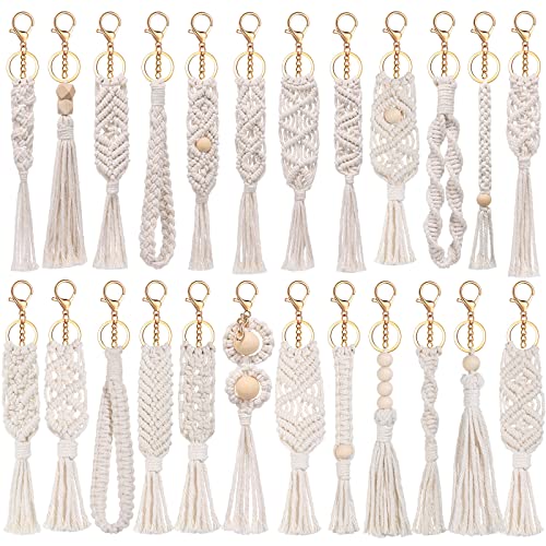 Nosiny 24 Pieces Boho Macrame Keychains Bulk Mini Cute Handcrafted Tassel Keychain…