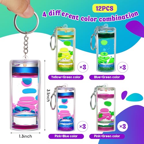 Equsion 12 Pcs Liquid Keychains Motion Bubbler Sensory Toys Liquid Timers End… - Image 2