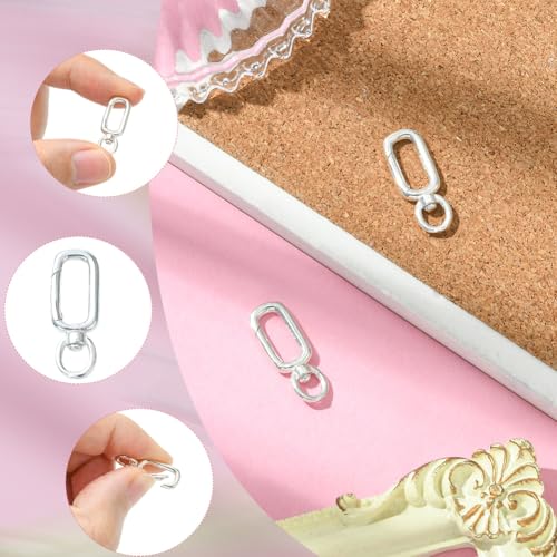SUNNYCLUE 1 Box 2Pcs 925 Sterling Silver Key Chain Rings Oval Keychain… - Image 3