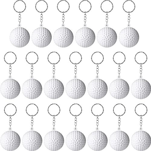 Blulu 20 Pack White Golf Ball Keychains for Party Favors, Carnival Reward,…