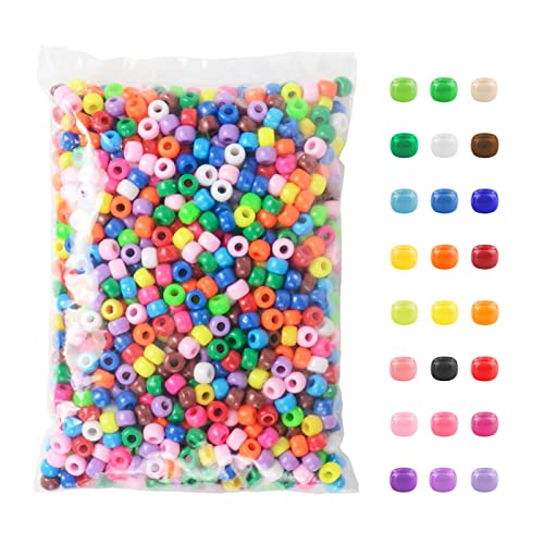 Simetufy 1200 Pcs Pony Beads Plastic Beads for Bracelet Making, Multi
