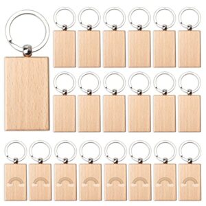 20 Pieces Blank Wooden Key Chain, Rectangle Wood Blanks for Key Chains,…