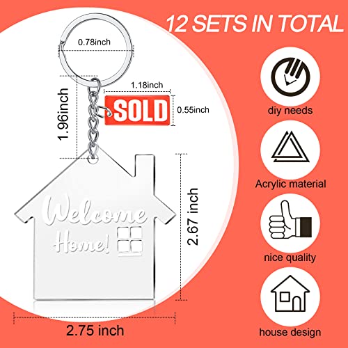 Inbagi 12 Sets House Acrylic Keychain Real Estate Agent Keychain Clear Blank… - Image 2