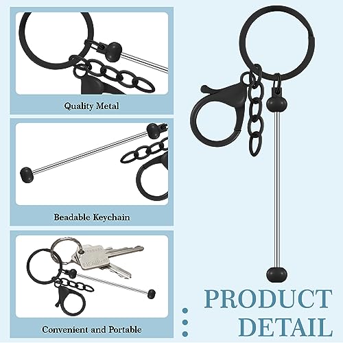Tondiamo 12 Pcs Beadable Keychain Bars Bulk for Making Blank Beaded Metal… - Image 3