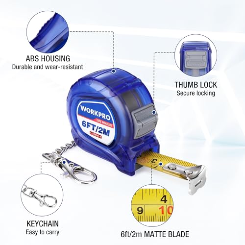 WORKPRO Keychain Tape Measure Set, 3 Pcs Inch/Metric Scale Easy Reading Mini… - Image 5