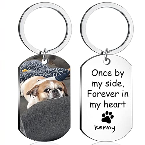 Eletizy Personalized Photo/Text Keychain for Men Womens Maemorial Gift Custom Name Double - Image 3