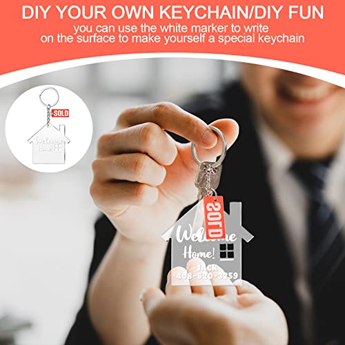 Inbagi 12 Sets House Acrylic Keychain Real Estate Agent Keychain Clear Blank… - Image 5
