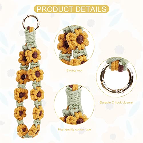 elephtree Boho Macrame Keychain Wristlet Keychain Weave Exquisite Keyring Holder Bracelet Handmade… - Image 2