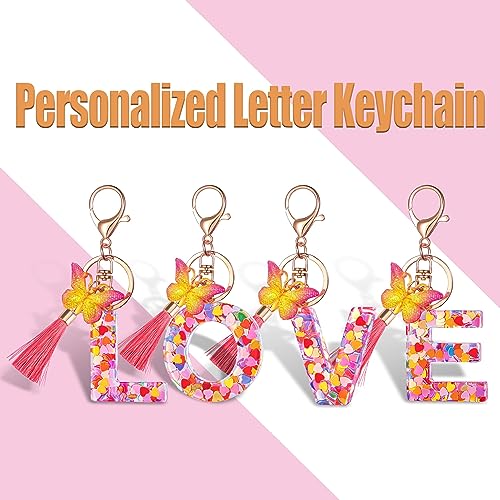 Suweibuke Colourful Cute Initial Letter Keychains for Women Girls with Tassel Butterfly,… - Image 4