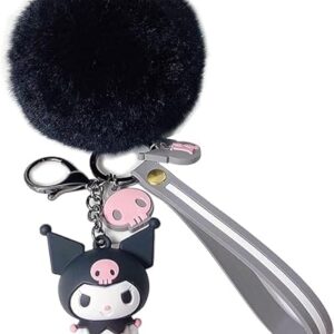 PaPiJoJo Cute Keychains for Women/Girls, Kawaii Pom Pom Fuzzy Key Chain Accessories…