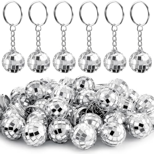 MTLEE 24 Pack Mini Mirror Disco Ball Keychain Last Disco Bachelorette Retro…