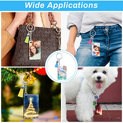 Modacraft 120Pcs Sublimation Keychain Blanks Bulk Set with Rectangle Sublimation Blanks Tassels… - Image 2