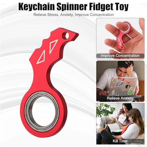 Keychain Spinner Fidget Toy with Key Ring, Funny Finger Spinning Key Chain… - Image 5