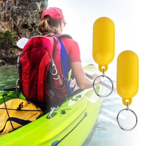 NQEUEPN 2pcs Boat Floating Keychains, 2.56x0.98in Yellow Buoy Float Key Pendant, Oval… - Image 5