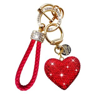 Crystal Car Keychain for Women with Sparkly Rhinestone Heart Shape Keychains Pendant…