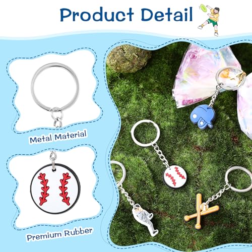 PEOVLVN 24 Pack Baseball Keychain Bulk Sports Keychains Baseball Party Favors Baseball… - Image 3