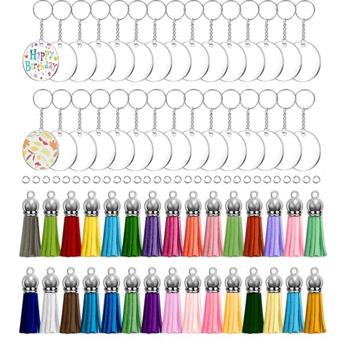 XLLHYLBD Acrylic Blank Keychains Key Chain Kit for Vinyl Chain Making Kit,30pcs…
