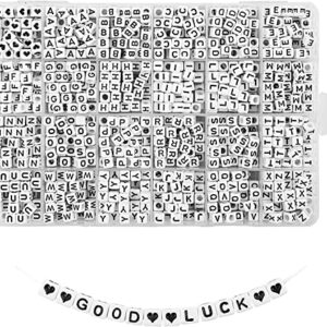 Quefe 1440pcs Acrylic Letter Beads White Cube Sorted Alphabet Beads for Jewelry…