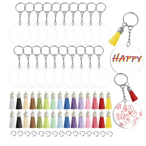 RAINFLOW 120PCS Clear Acrylic Keychain Making Kit