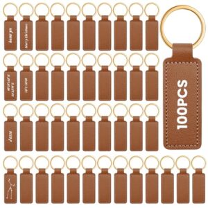 Wavyknot 48 Pcs Leather Keychains Blank Bulk PU Leather Laser Engraving Key…