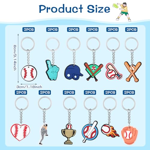PEOVLVN 24 Pack Baseball Keychain Bulk Sports Keychains Baseball Party Favors Baseball… - Image 2